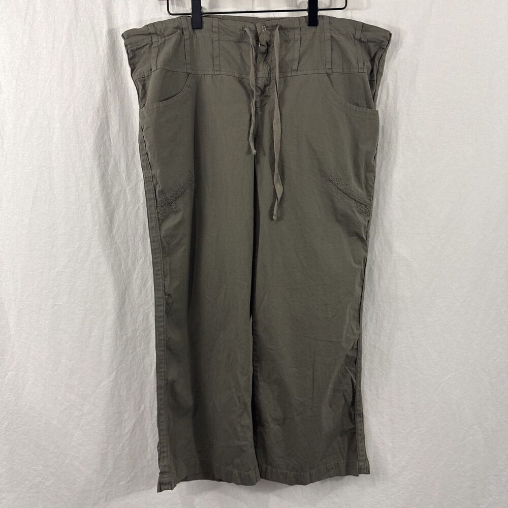 XCVI Wearables Green Crop Wide Leg Pants Womens Sz XL Granola Girl Hiking